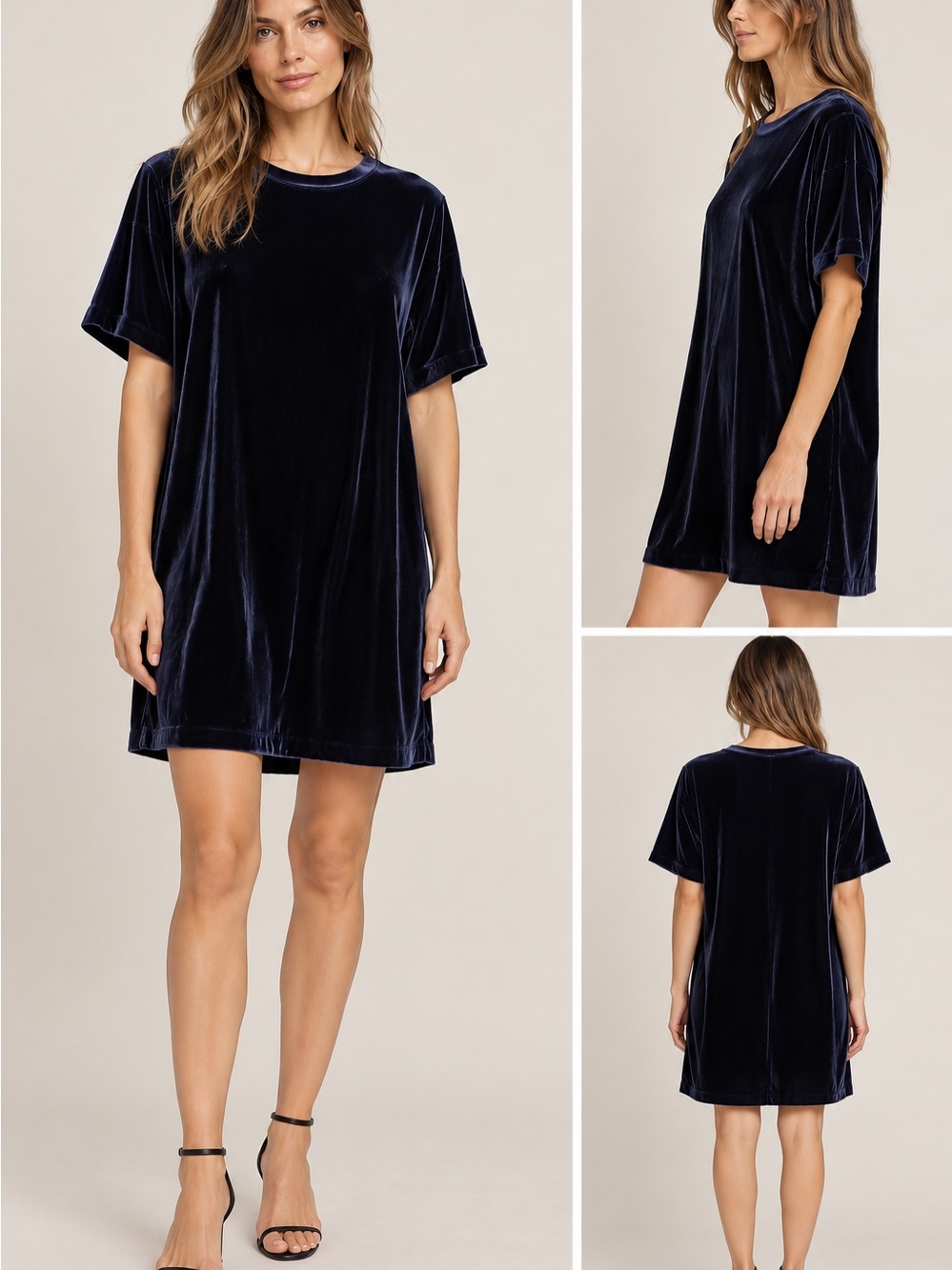 NWT ASPESI Abito Donna Navy Velvet Dress
